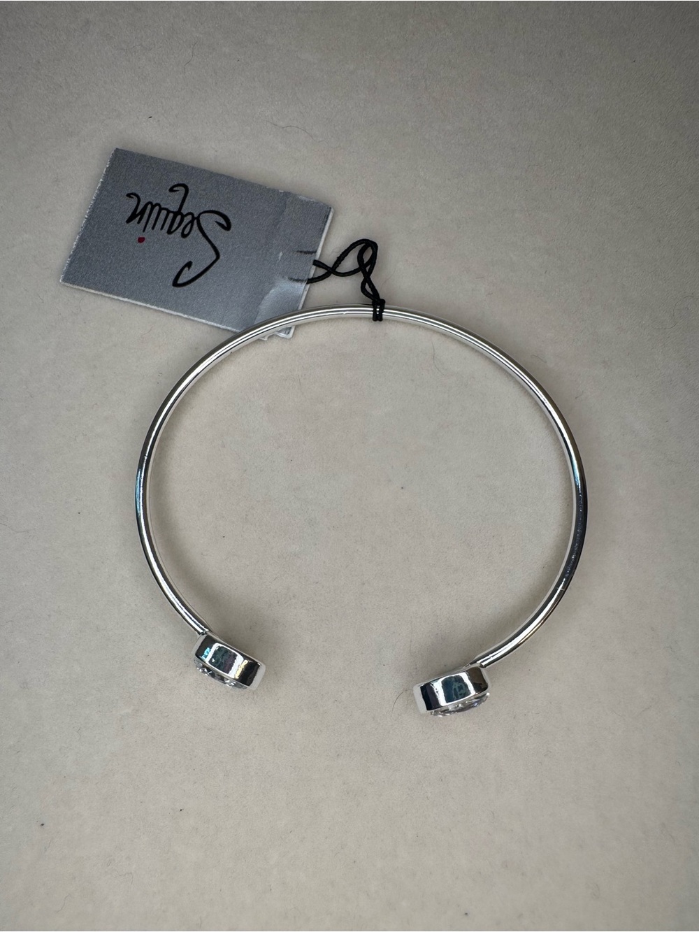 New Sequin Silver Open Cuff Bracelet